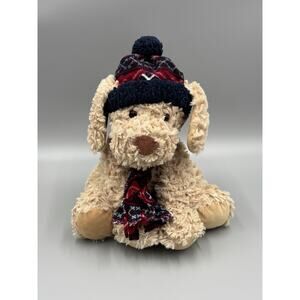 Gentle Treasures Tan Puppy Dog Plush 10” Hat Scarf Curly Stuffed Animal